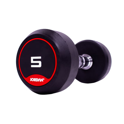 JORDAN Rubber Dumbbells Red (Pairs Of 2.5kg-50kg)