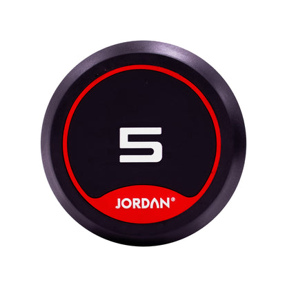 JORDAN Rubber Dumbbells Red (Pairs Of 2.5kg-50kg)